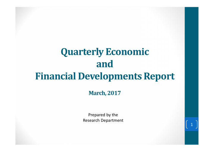 quarterly economic and financial developments report