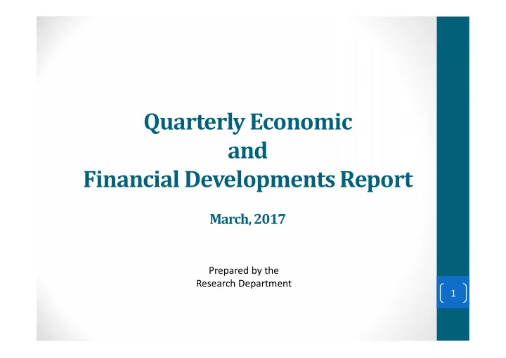 quarterly economic and financial developments report