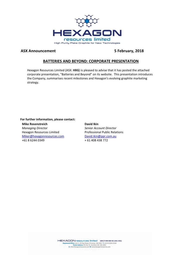 asx announcement 5 february 2018 batteries and beyond