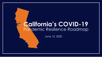 Californias COVID-19  Pandemic Resilience Roadmap  June 15, 2020  Californias Reopening