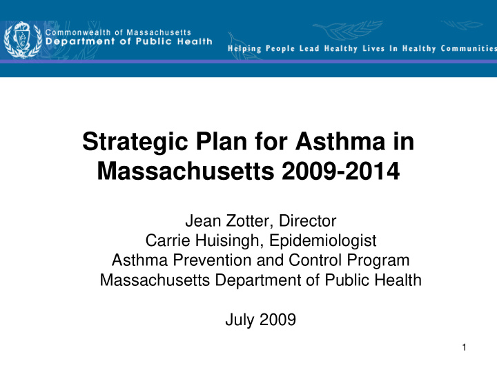 strategic plan for asthma in massachusetts 2009 2014