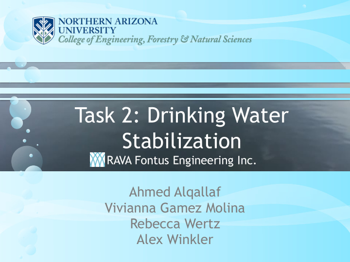 task 2 drinking water stabilization