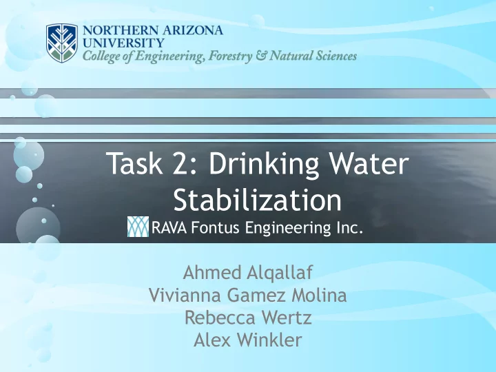 task 2 drinking water stabilization