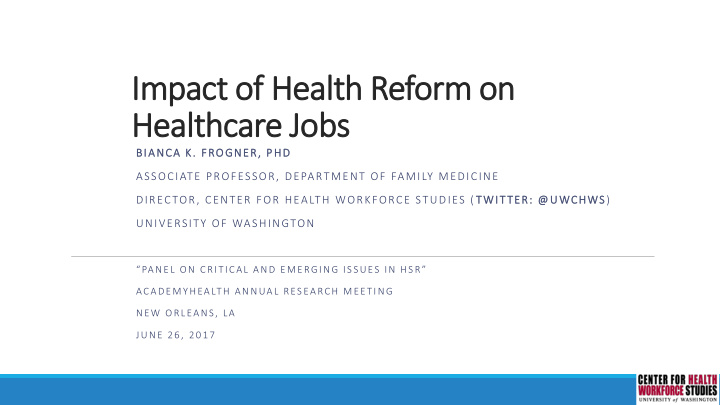 impact of health reform on healthcare jobs