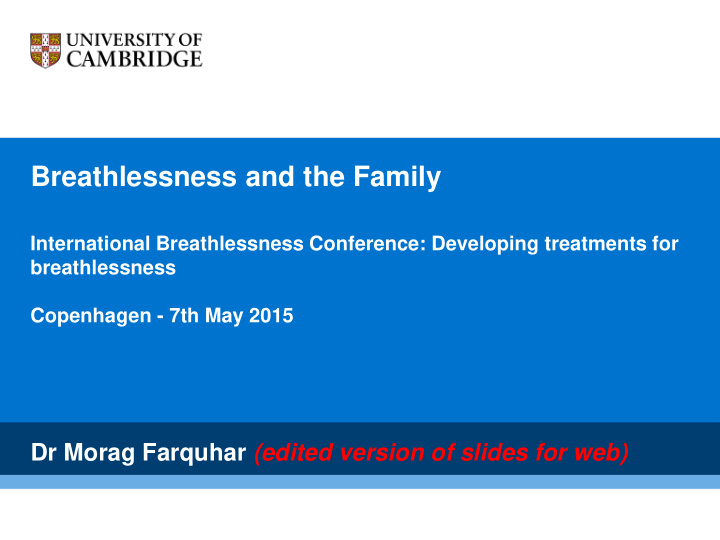 international breathlessness conference developing