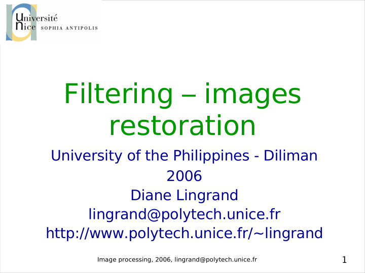 filtering images restoration