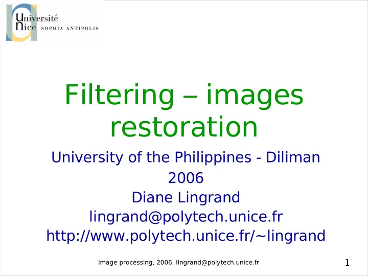 filtering images restoration