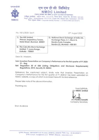 &quot;i1&quot; ~ NMDC Limited  (  1  f  R  (  f  ~ (l;J \JU1t) (A GOVT. OF INDIA ENTERPRISE) fu ,