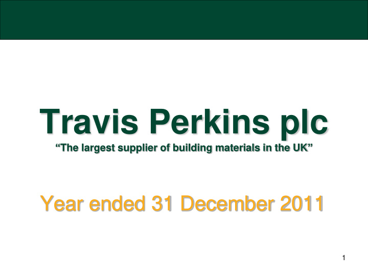 travis perkins plc the largest supplier of building