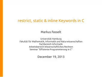 restrict, static &amp; inline Keywords in C  Markus Fasselt  Universitt Hamburg  Fakultt fr