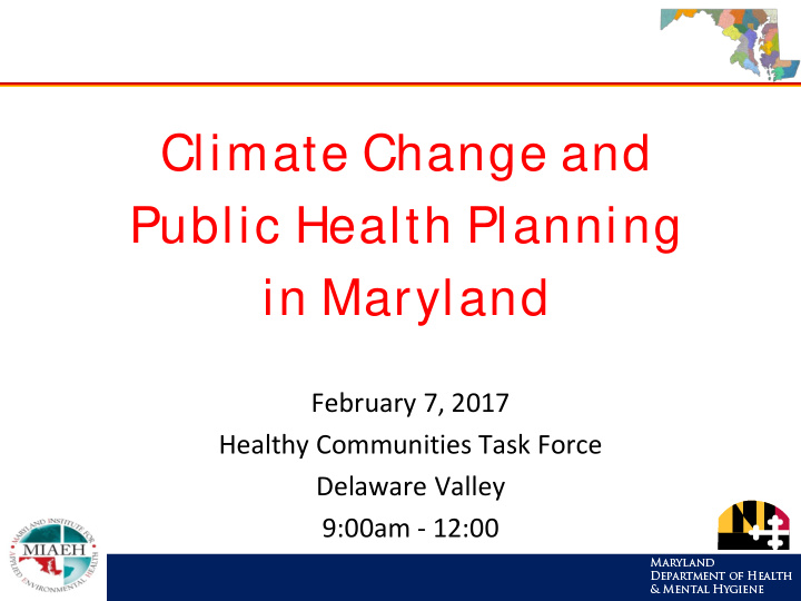 climate change and public health planning in maryland