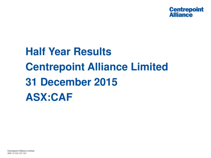 centrepoint alliance limited