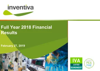 Full Year 2018 Financial  Results  February 27, 2019  DISCLAIMER  This document has been prepared