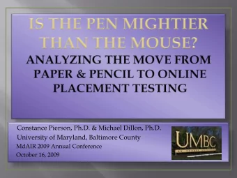 Constance Pierson, Ph.D. &amp; Michael Dillon, Ph.D.  University of Maryland, Baltimore County