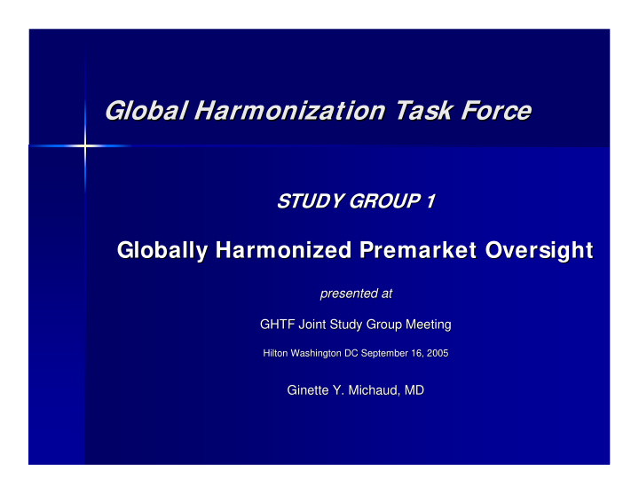 global harmonization task force global harmonization task