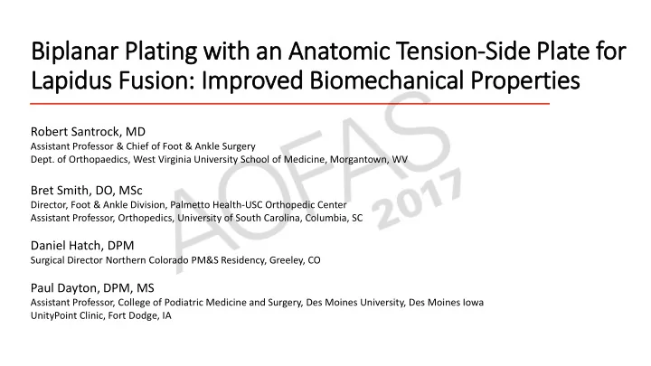 biplanar p plating w with a an anatomic t c tension on