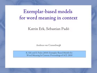 E  x  e  m  p  l  a  r  -  b  a  s  e  d  m  o  d  e  l  s  f  o  r  w  o  r  d  m  e  a  n  i  n