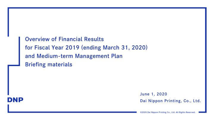 overview of financial results for fiscal year 2019 ending