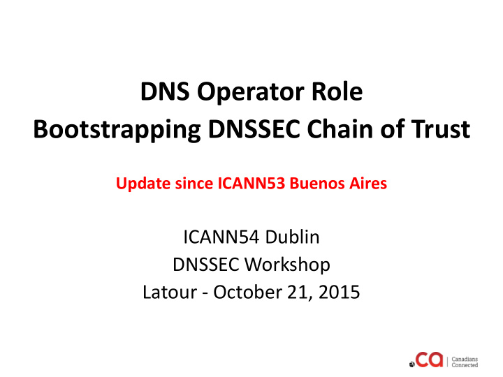 dns operator role bootstrapping dnssec chain of trust