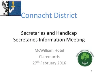 Connacht District  Secretaries and Handicap  Secretaries Information Meeting  McWilliam Hotel
