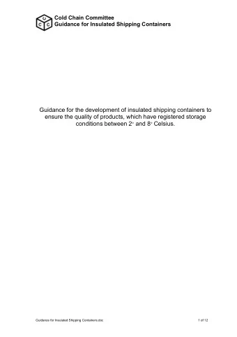 Guidance for Insulated Shipping Containers.doc  1 of 12  Cold Chain Committee  Guidance for