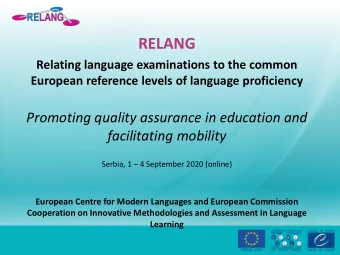 RELANG  Relating language examinations to the common  European reference levels of language