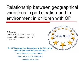 Relationship between geographical  variations in participation and in  environment in children with