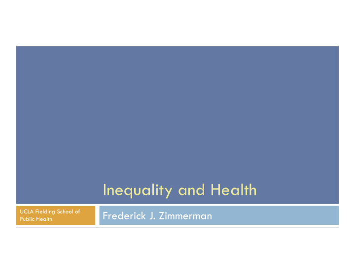 inequality and health