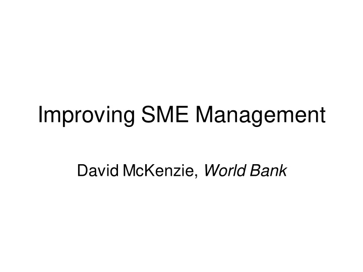 improving sme management