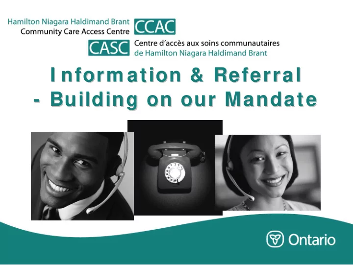 i nform ation referral i nform ation referral building on