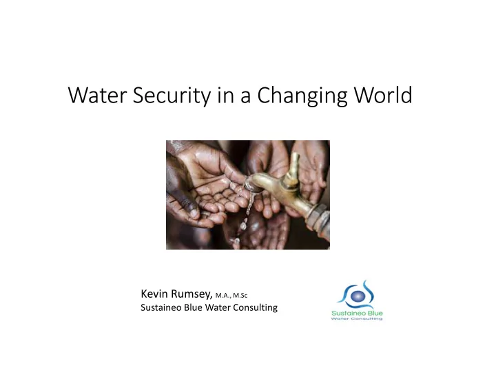 water security in a changing world