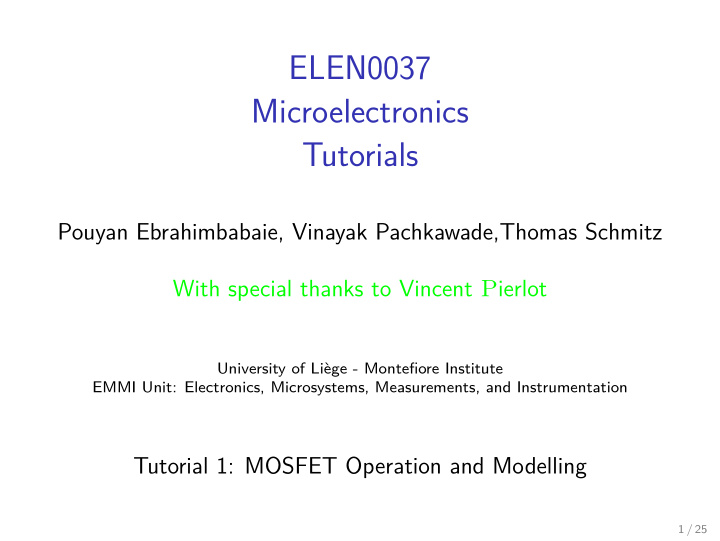 elen0037 microelectronics tutorials