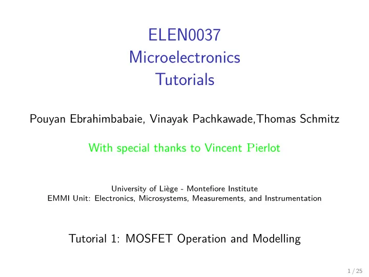 elen0037 microelectronics tutorials