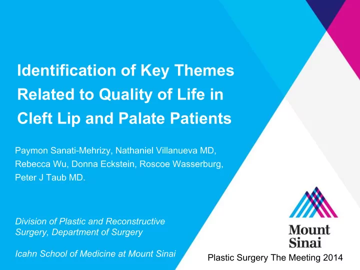 identification of key themes related to quality of life