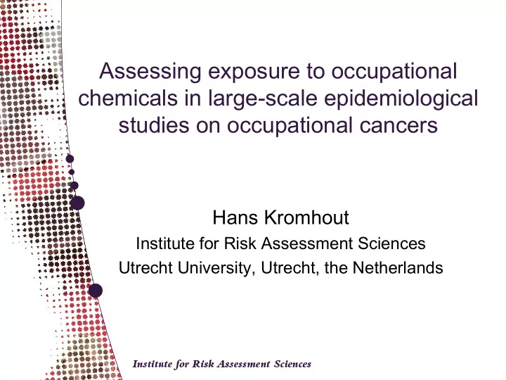assessing exposure to occupational chemicals in large