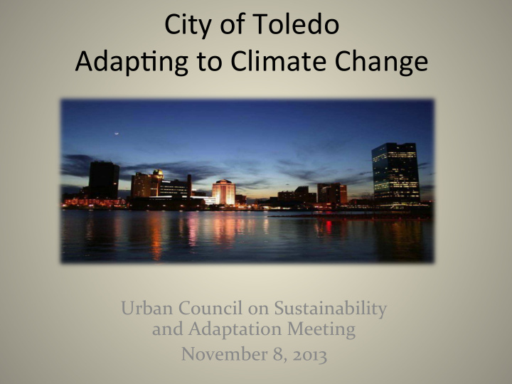 city of toledo adap ng to climate change