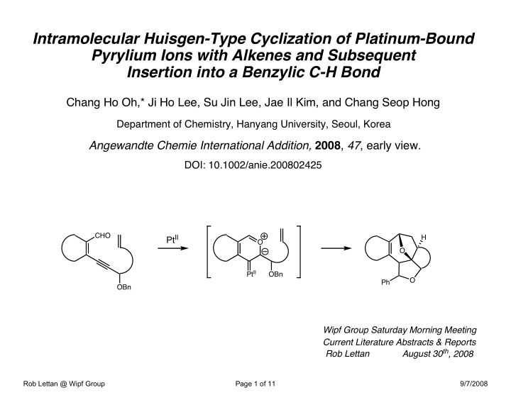 intramolecular huisgen type cyclization of platinum bound