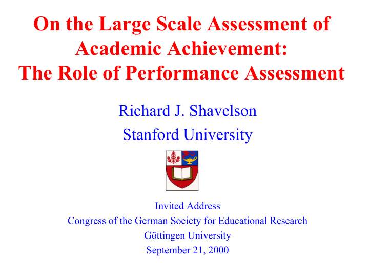 on the large scale assessment of academic achievement the