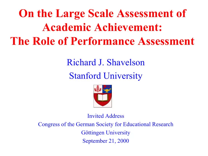 on the large scale assessment of academic achievement the