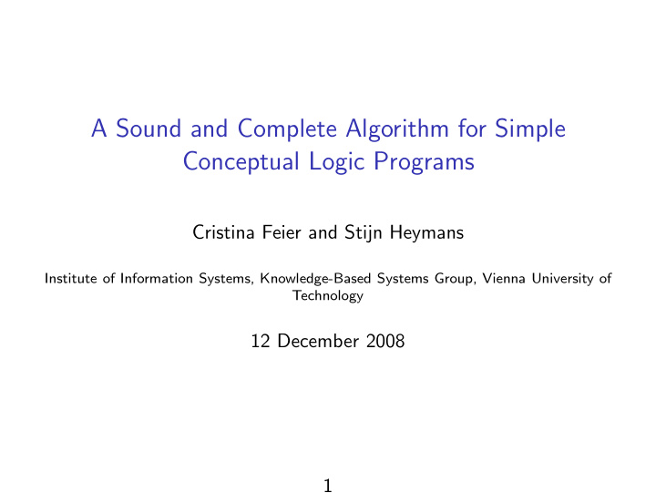 a sound and complete algorithm for simple conceptual
