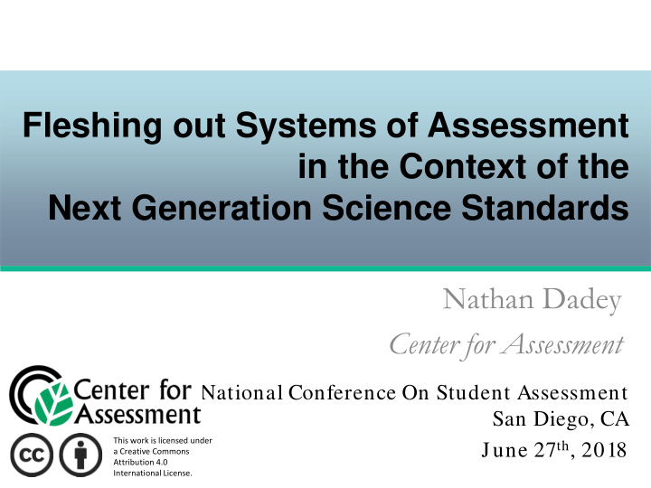 fleshing out systems of assessment in the context of the