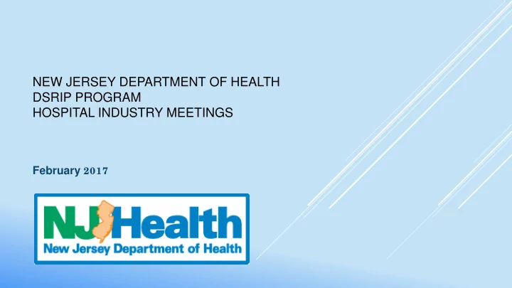 new jersey department of health dsrip program hospital