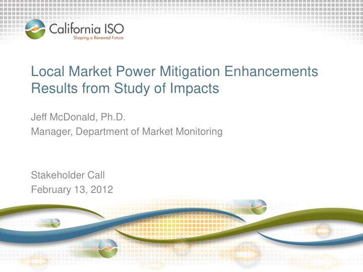 local market power mitigation enhancements results from