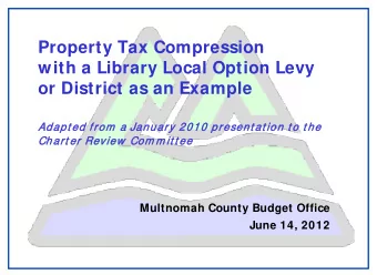 Adap  apt ed fro  rom  a  a Jan  anuary  ary 2010 pre  resent at  at ion t o  t o t h  t he  Chart