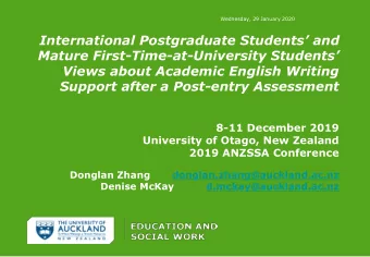 Views about Academic English Writing  Support after a Post-entry Assessment  8-11 December 2019