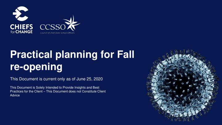 practical planning for fall re opening