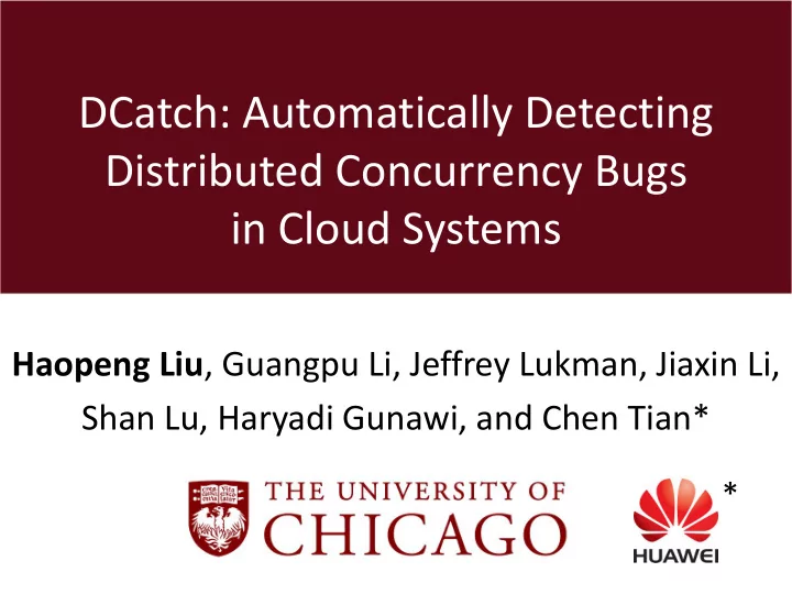 dcatch automatically detecting