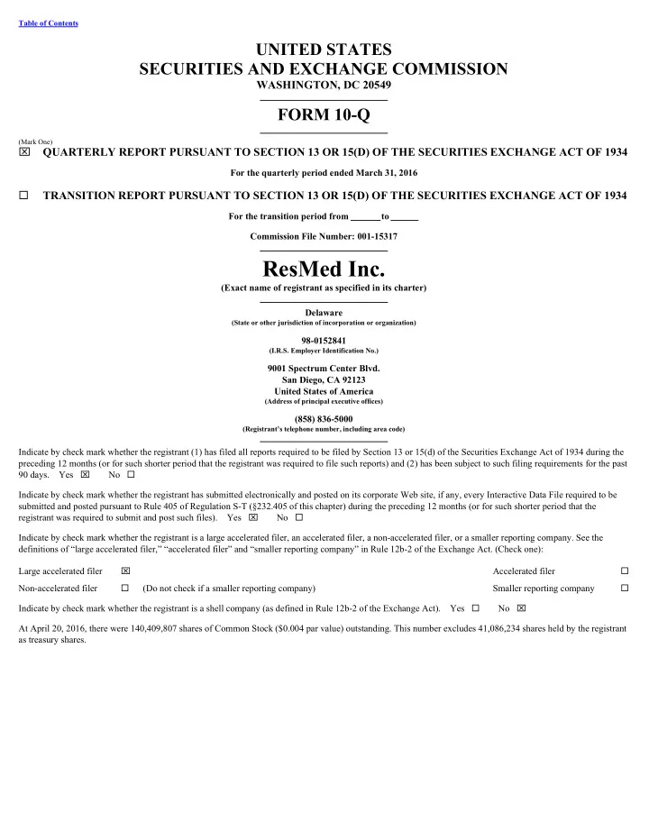 resmed inc