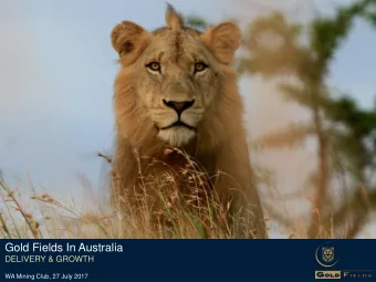 Gold Fields In Australia  DELIVERY &amp; GROWTH  WA Mining Club, 27 July 2017  Forward looking
