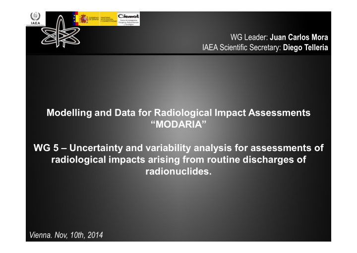 modelling and data for radiological impact assessments